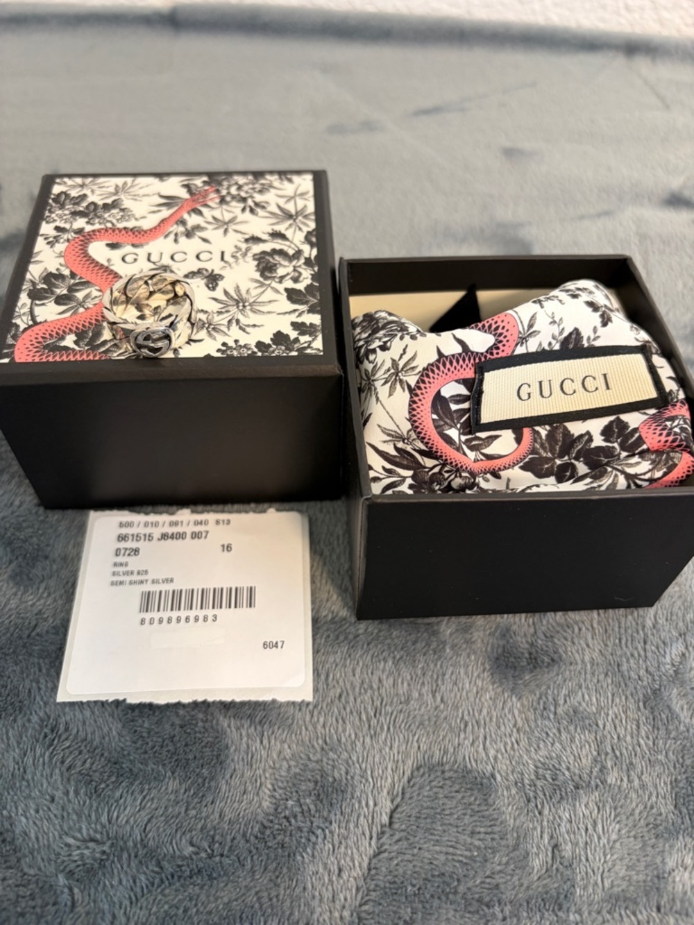 Brand New Gucci Interlocking G Gourmette Silver 925 Ring Sz 16 (US 7.5) - Picture 8 of 10